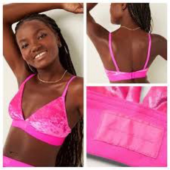 Victoria’s Secret PINK Triangle Velvet Bralette Bra - Picture 1 of 6